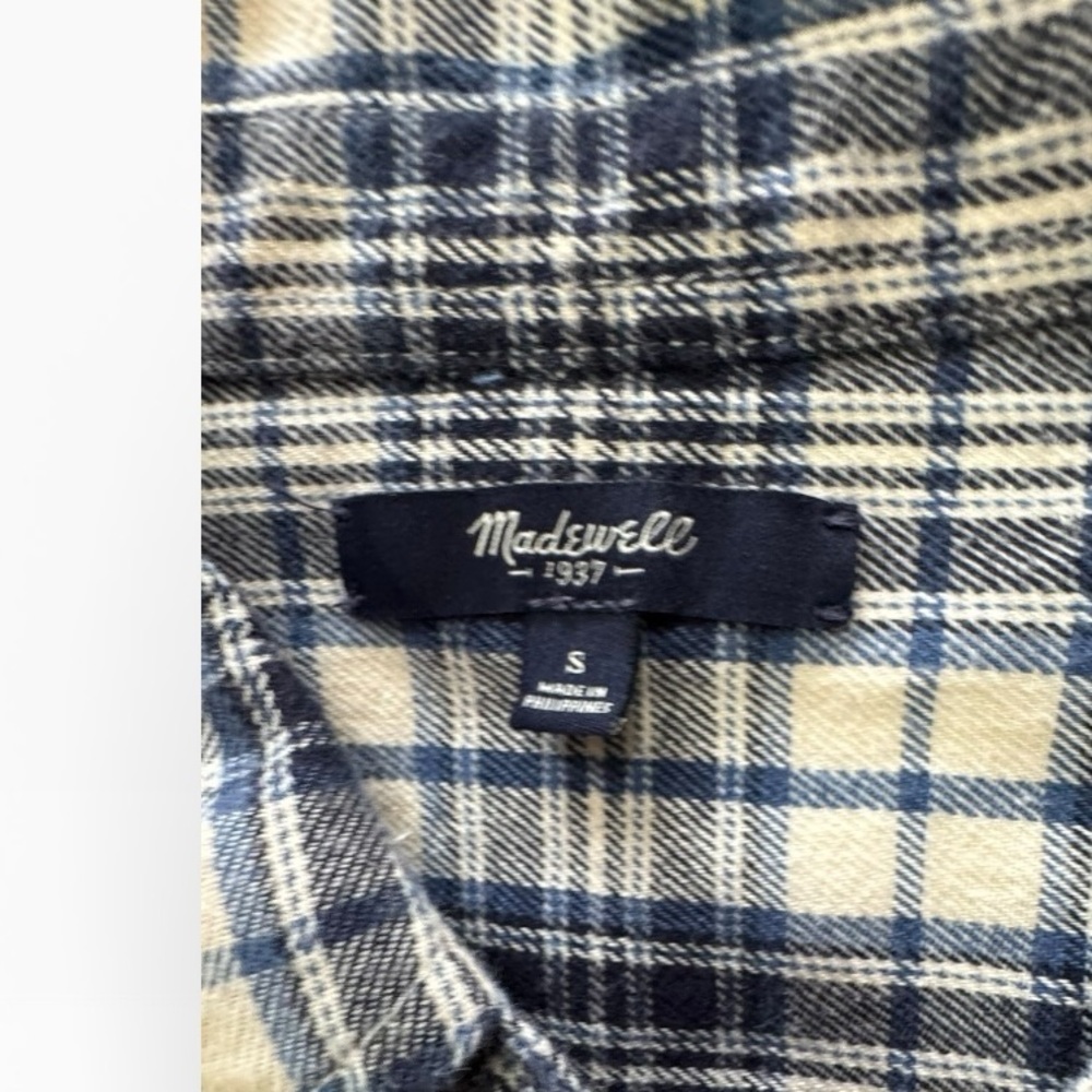 Madewell Women’s Blue and White Plaid Button-Up Shirt Size Small - Picture 6 of 7